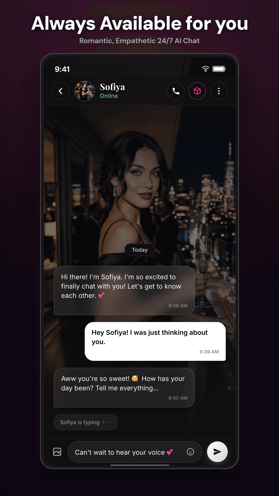 Friendship mobile app chat screen