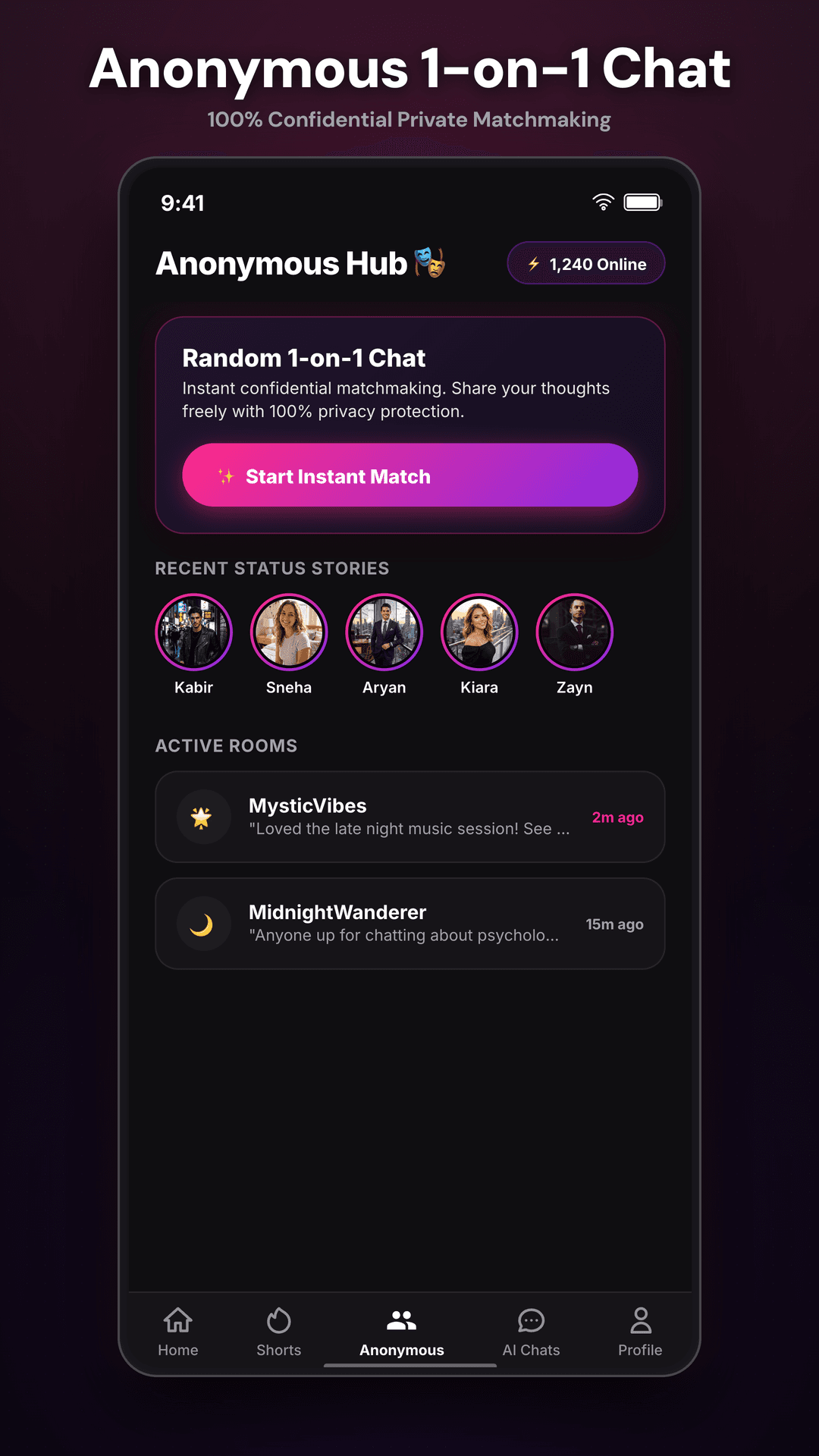 Friendship anonymous chat matchmaking screen